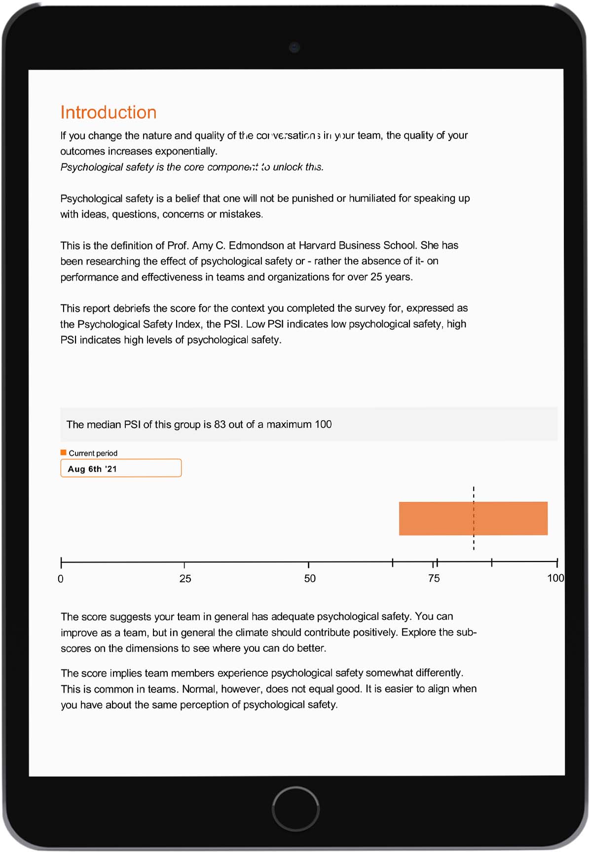 Mockup of scan results presented in a tablet