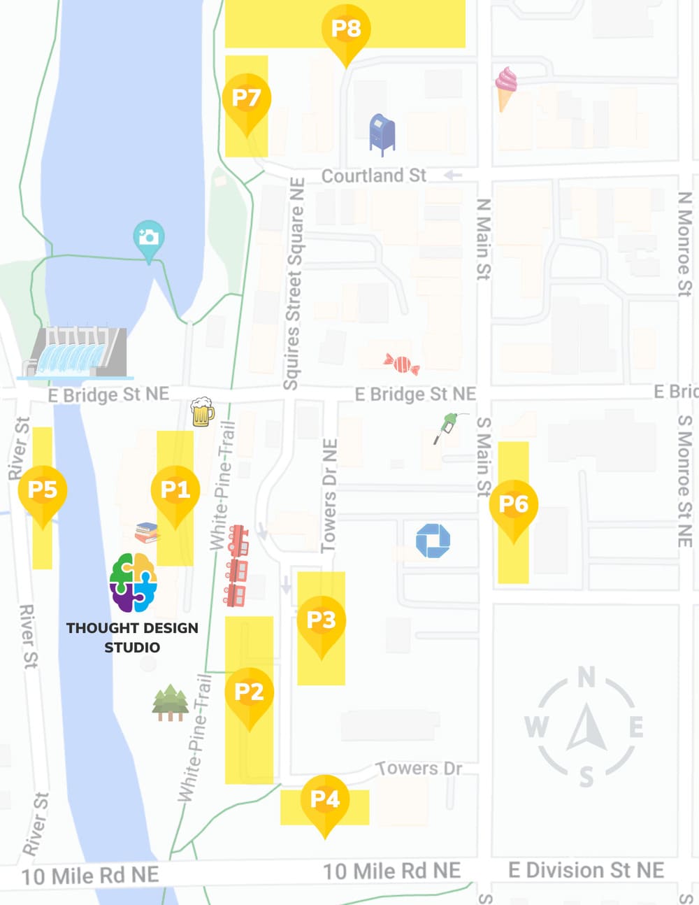map view of thought design parking