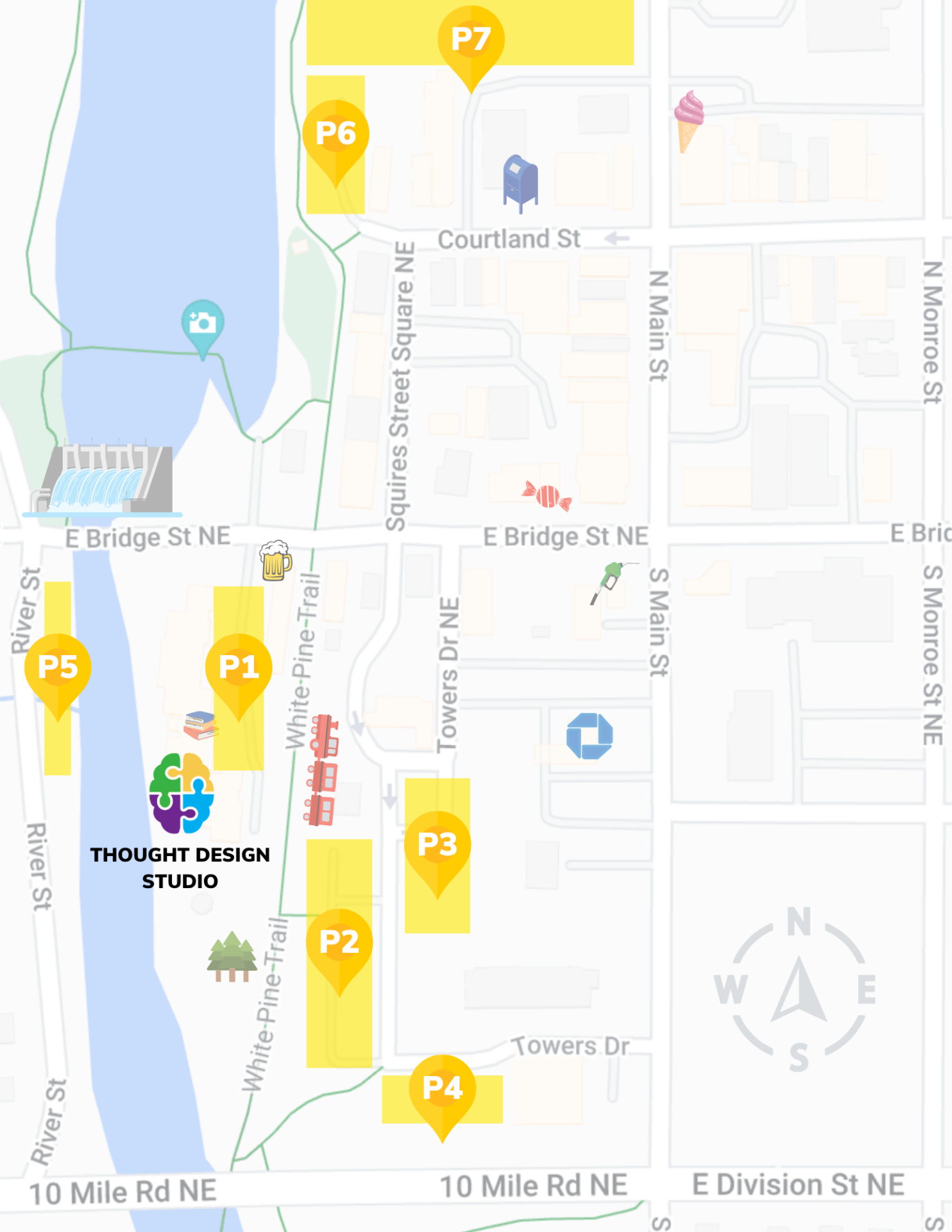 map view of thought design parking